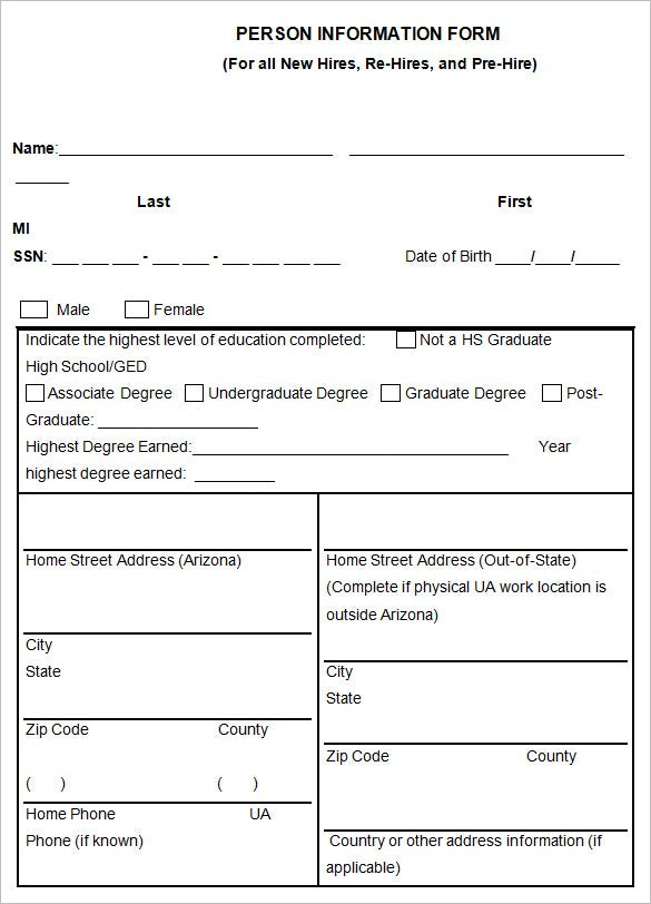 12 New Hire Processing Forms HR Templates Free Premium Templates 
