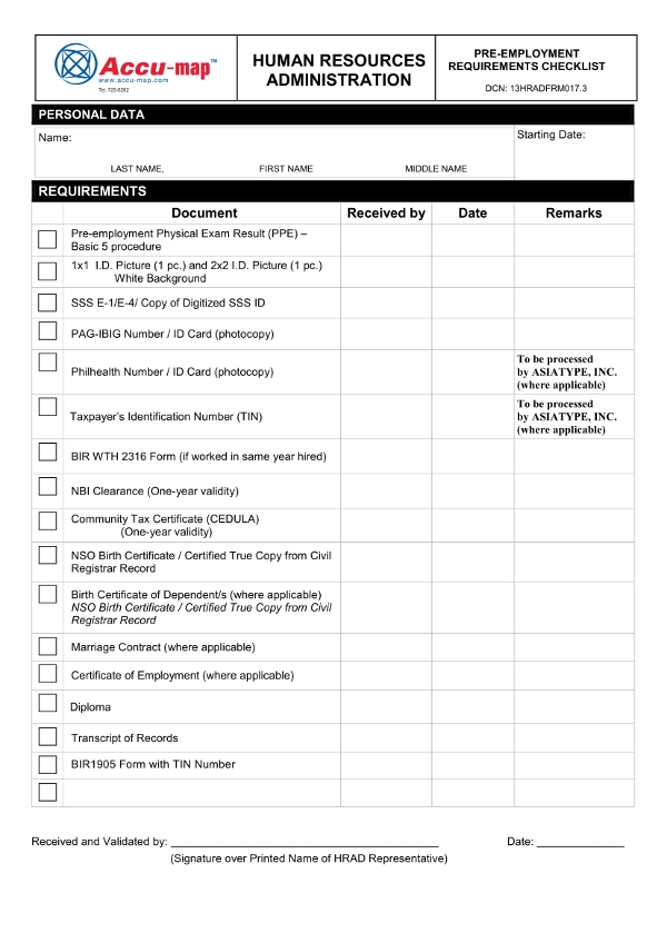 12 Pre Employment Checklist Examples PDF Word Examples