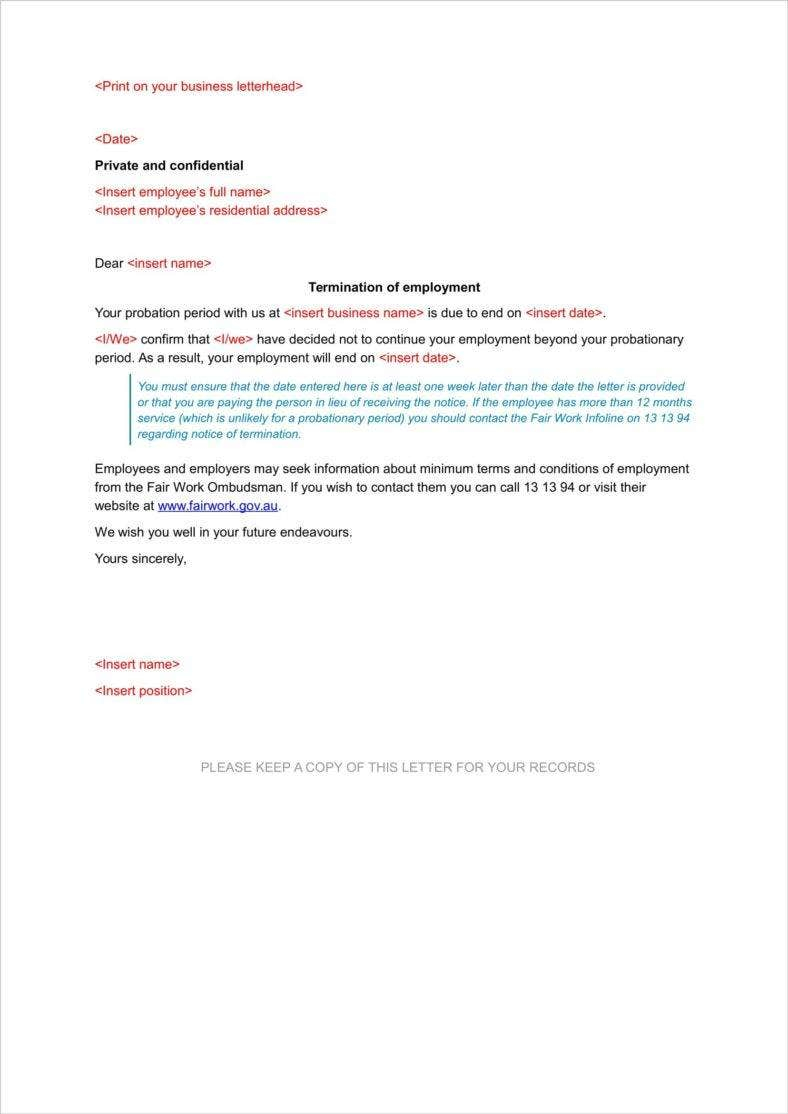 12 Probation Termination Letter Free Premium Templates