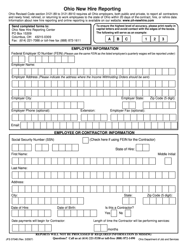 Texas Employer New Hire Reporting Form Fillable Printable Forms Free