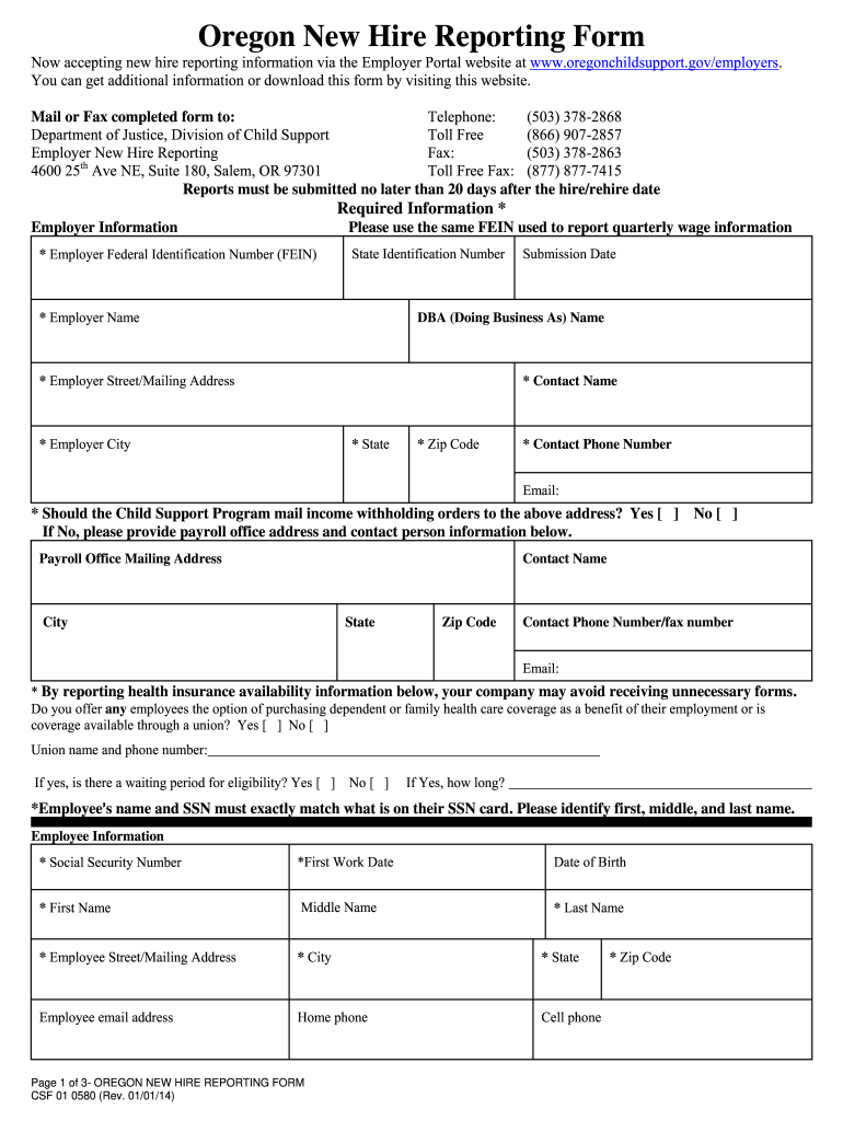 2014 2021 Form OR CSF 01 0580 Fill Online Printable Fillable Blank 