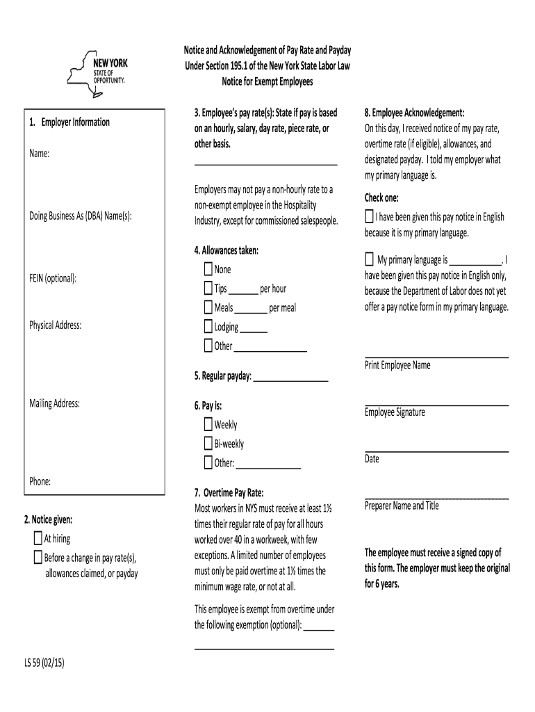 2015 2021 Form NY LS 59 Fill Online Printable Fillable Blank PdfFiller