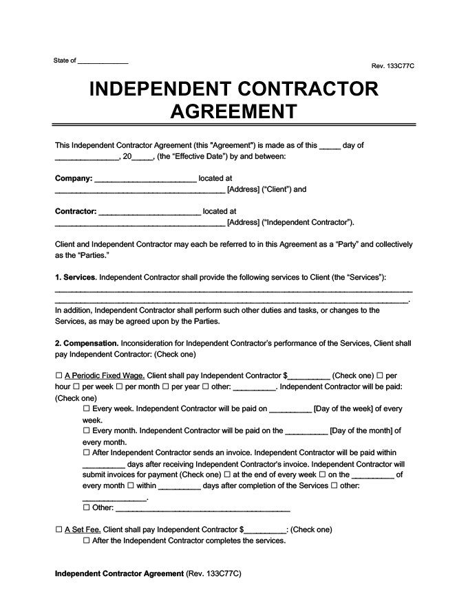 Create An Independent Contractor Agreement Download Print PDF Word 