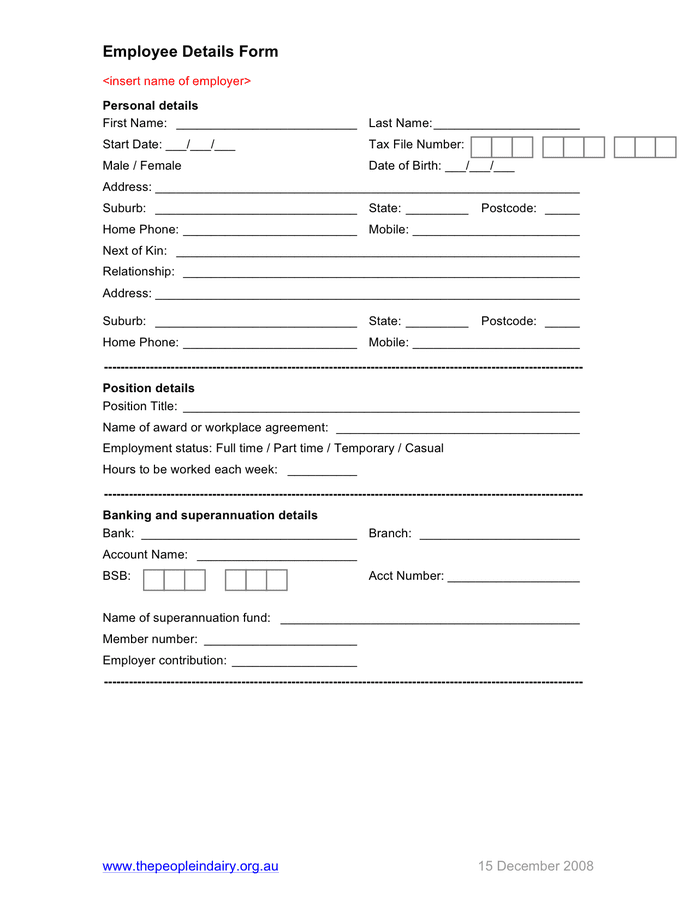 New Employee Data Form 2023 Employeeform Net Vrogue