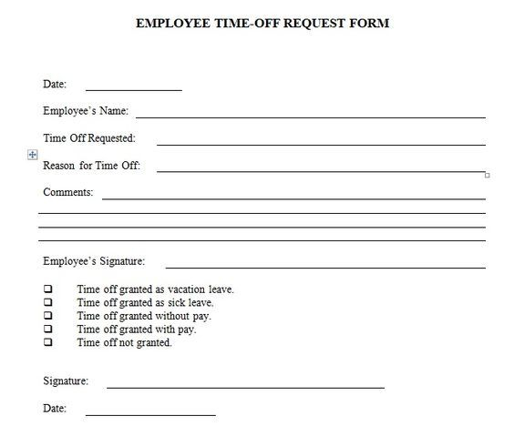 Employee Holiday Request Form Template Time Off Request Form Letter 