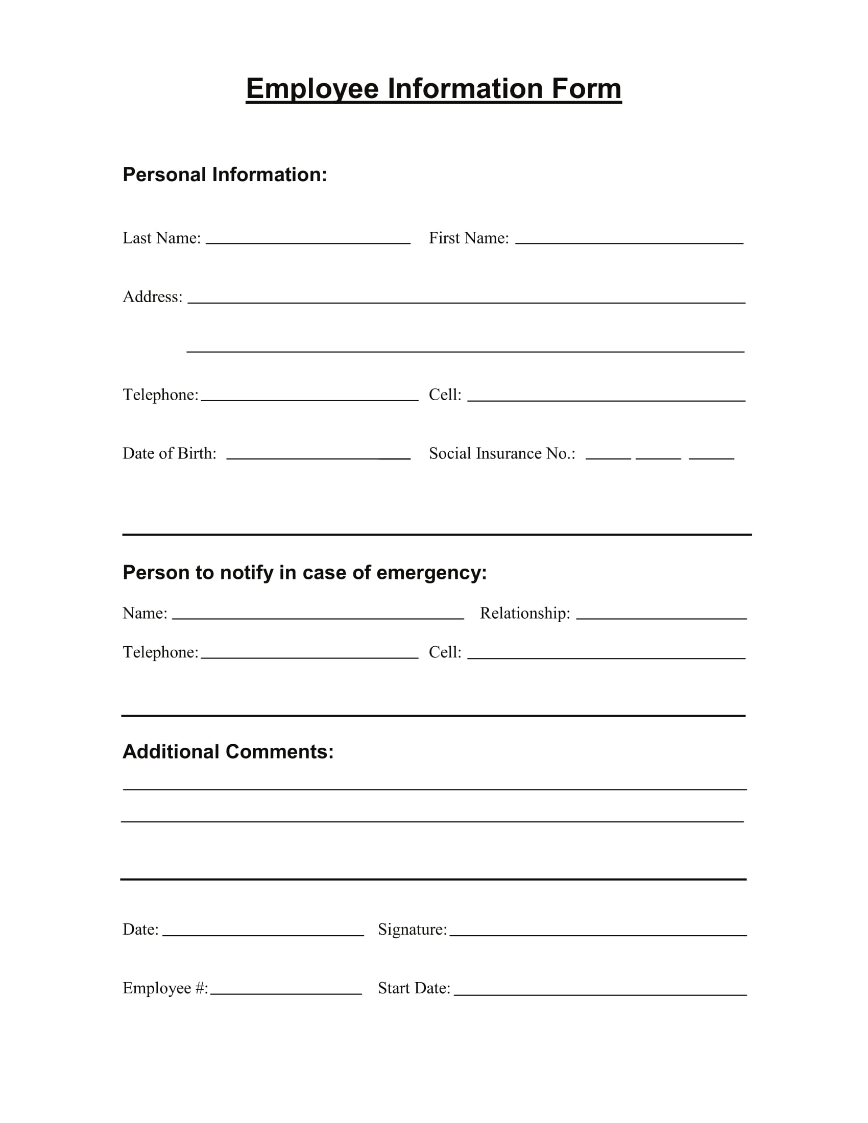 Employee Information Form 31 Examples In Word PDF Examples