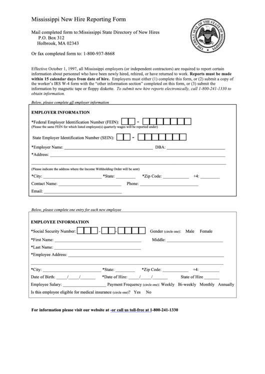 Nc New Hire Reporting Form Fillable Printable Forms Free Online