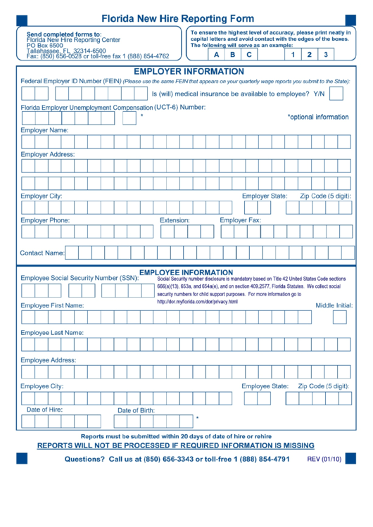 Florida New Hire Reporting Form 2024 Pdf Printable Bab Gertrude 3148