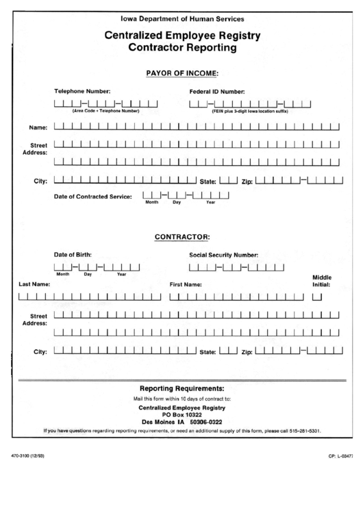 Form 470 3100 Centralized Employee Registry Contractor Reporting 