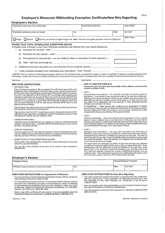 Form Wt 4 Employee S Wisconsin Withholding Exemption Certificate new 