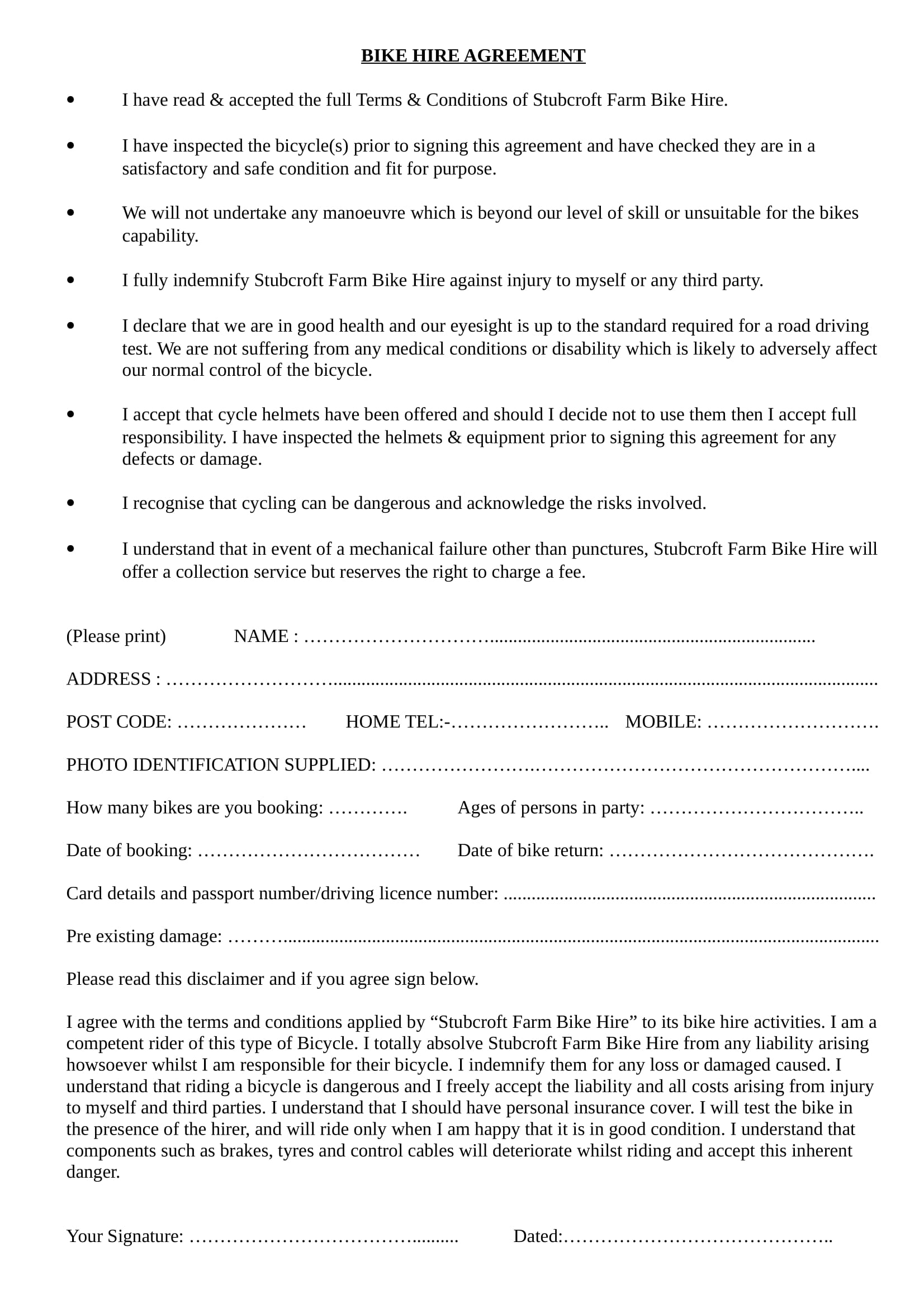 FREE 10 Hire Agreement Contract Forms In PDF MS Word