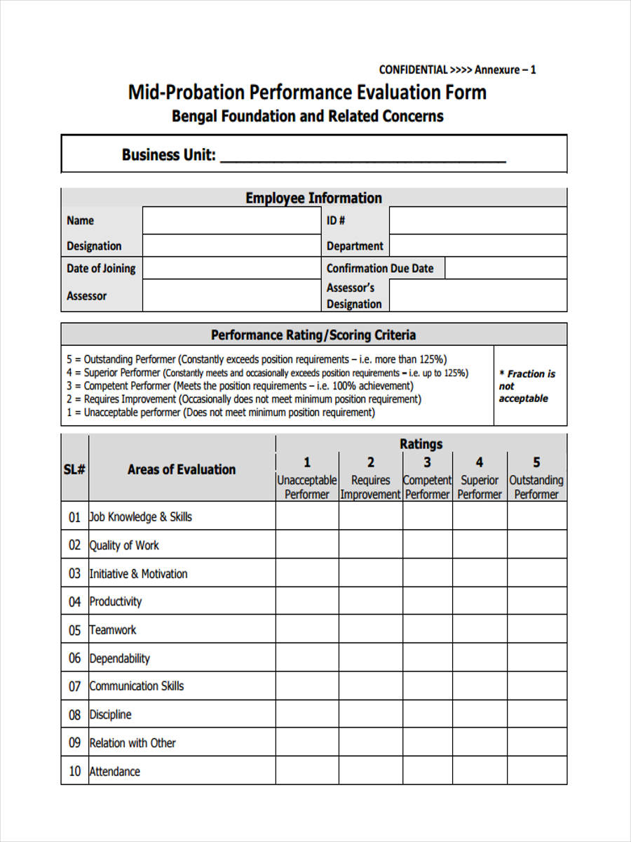 FREE 11 Probation Review Forms In PDF Ms Word