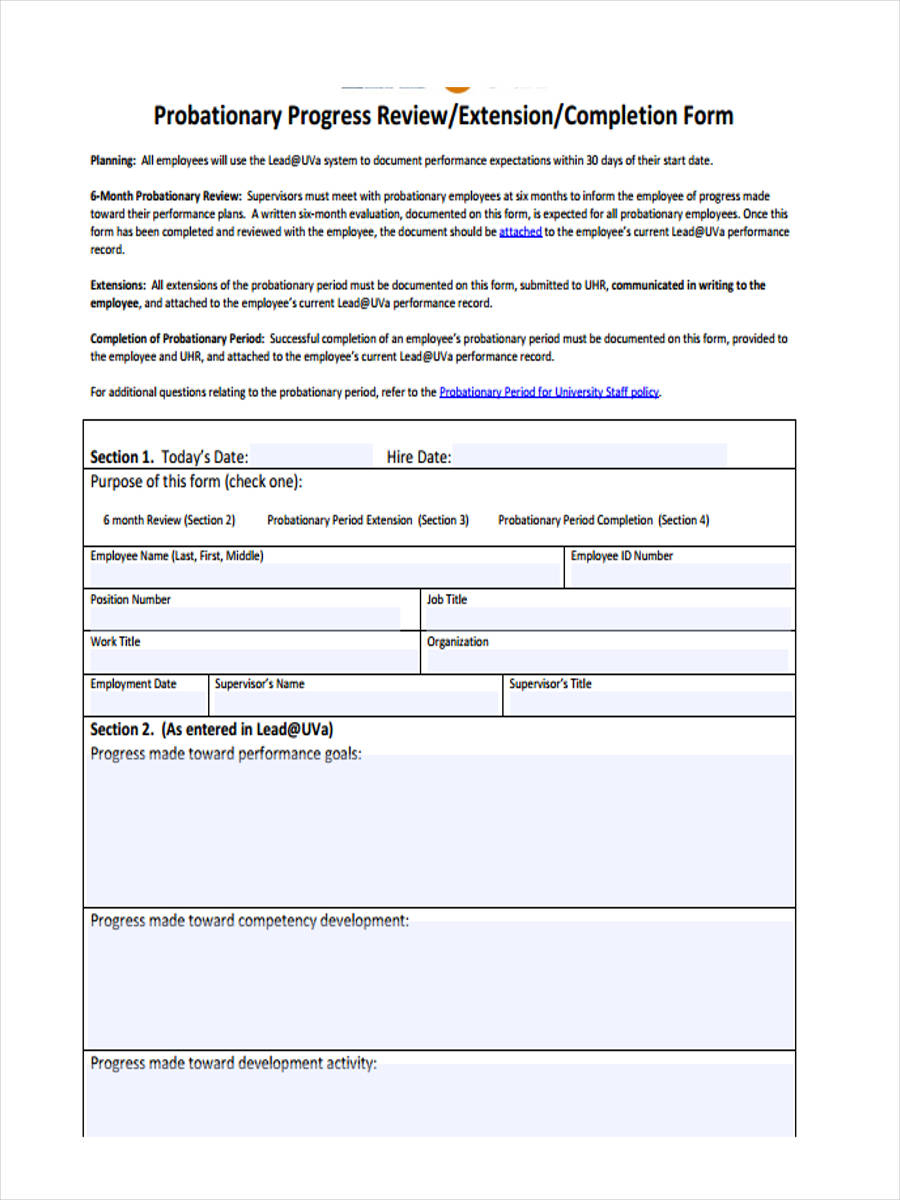 FREE 11 Probation Review Forms In PDF Ms Word