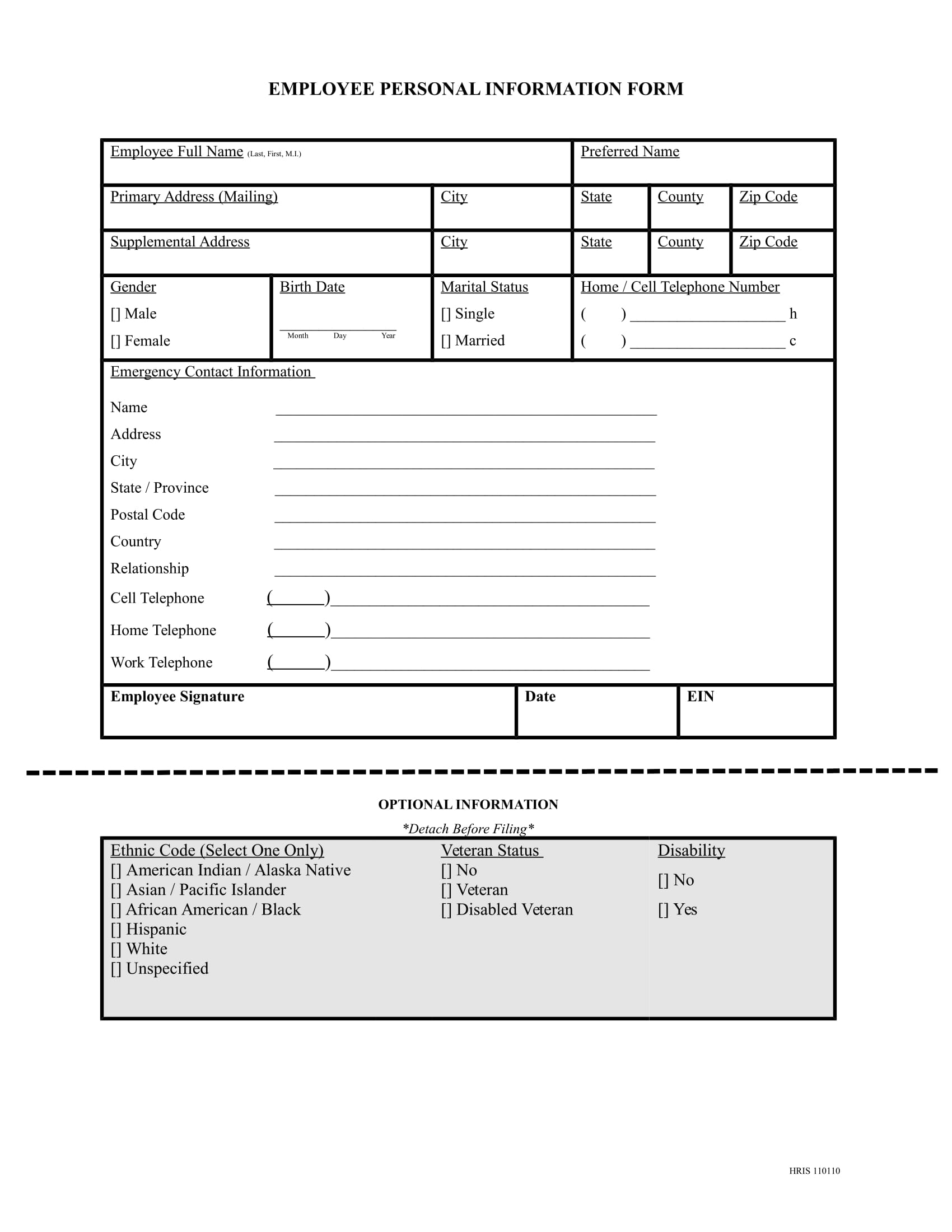 FREE 13 Employee Information Forms In MS Word PDF