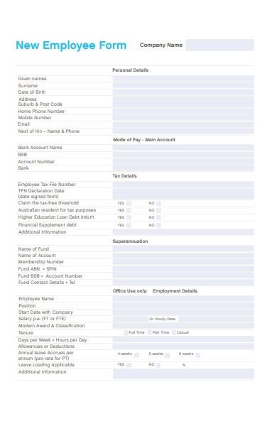 FREE 33 Employee Information Forms In PDF MS Word Excel