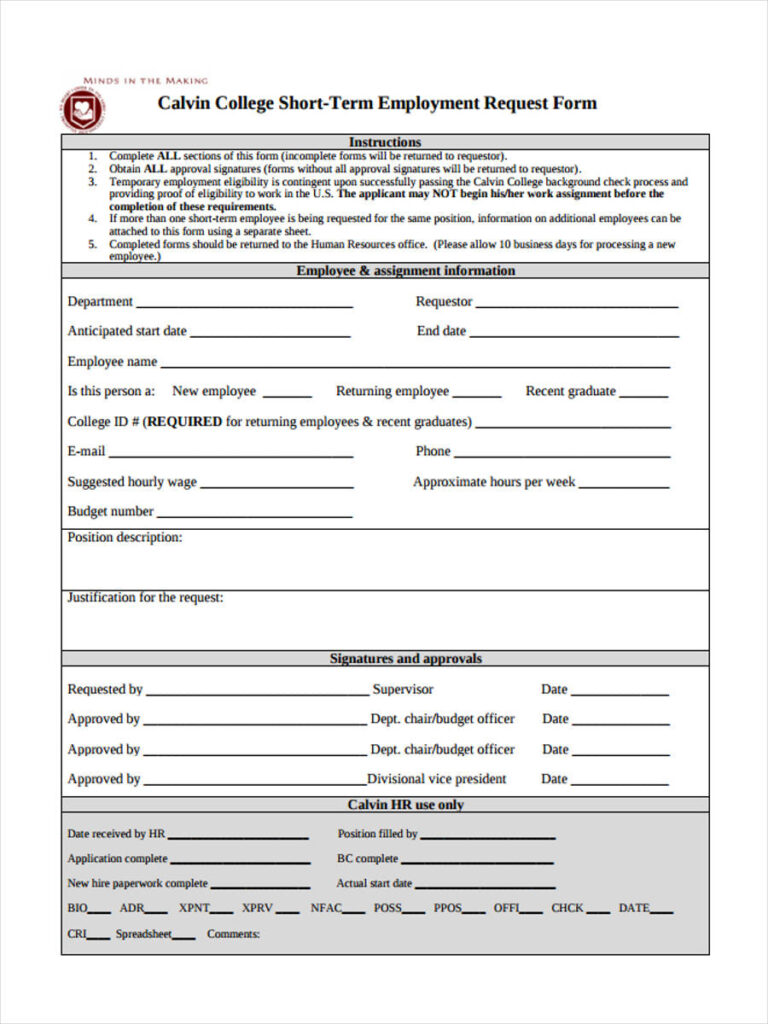 FREE 49 Sample Employee Request Forms In PDF MS Word Excel