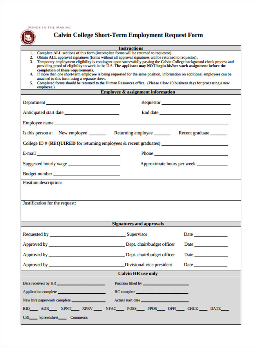 FREE 49 Sample Employee Request Forms In PDF MS Word Excel