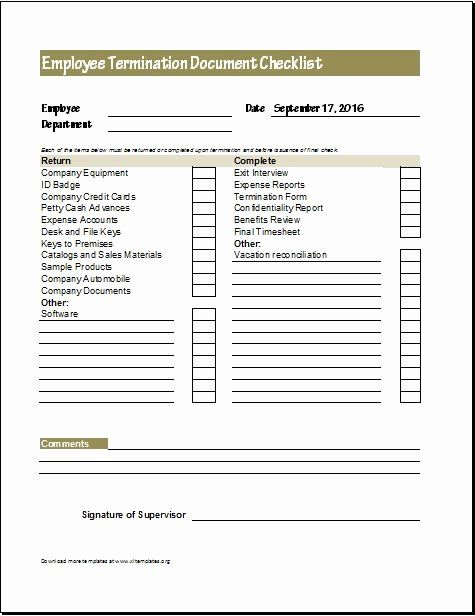 Free Employment Termination Forms Inspirational Document Checklists For 