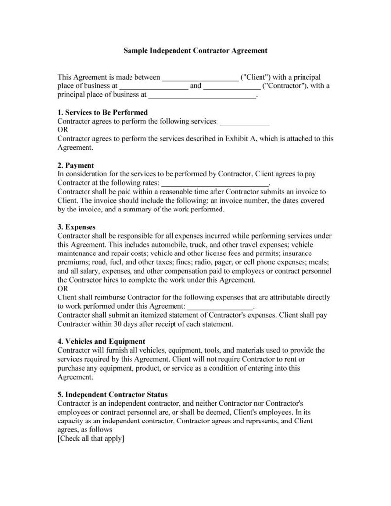 Free Printable Service Contract Forms Free Printable