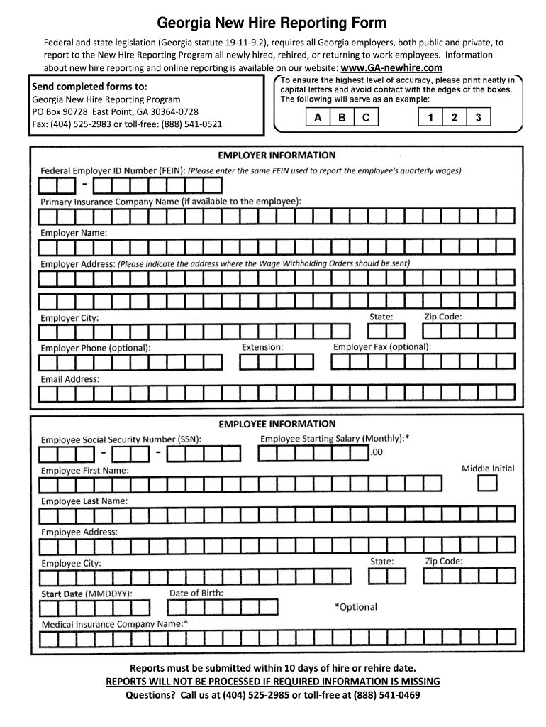 Ga New Hire Reporting Form 2023 NewHireForm