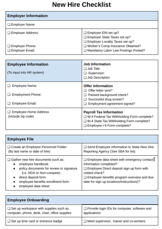 How To Create A New Hire Checklist In 2020 Hr Jobs Job