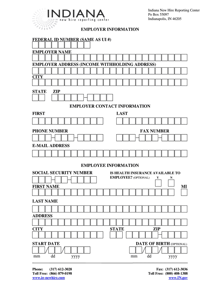 Indiana New Hire Fill Out And Sign Printable PDF Template SignNow