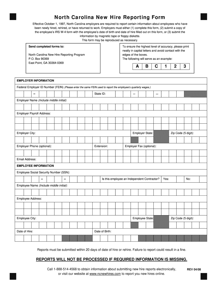 Nc New Hire Fill Out And Sign Printable PDF Template SignNow