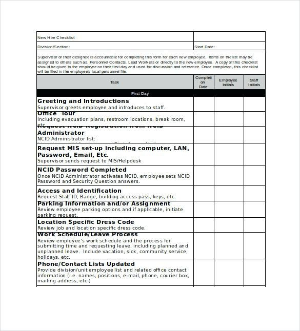 New Employee Orientation Checklist Excel Safety Sample Onboarding 
