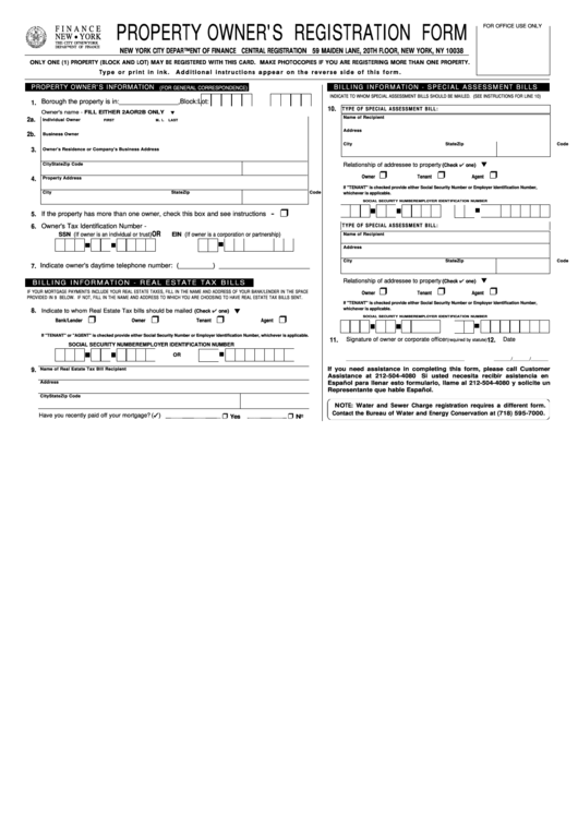 Property Owner S Registration Form New York Department Of Finance 