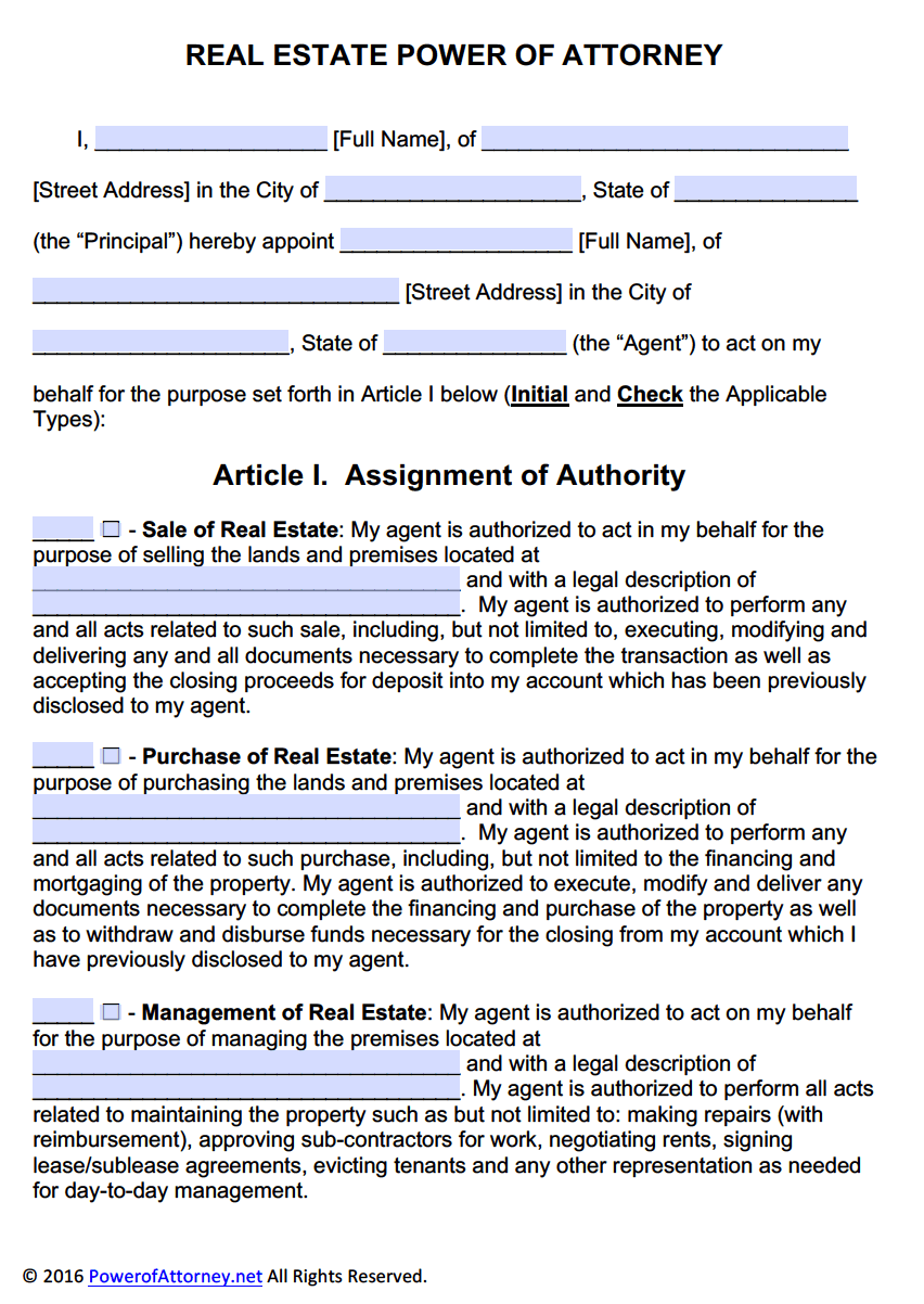 Real Estate Power Of Attorney Form PDF Templates Power Of Attorney 