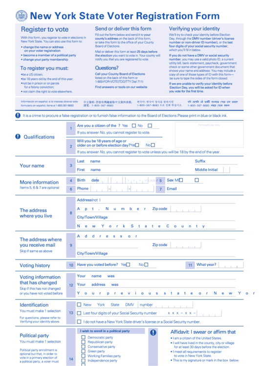 Top New York State Voter Registration Form Templates Free To Download 