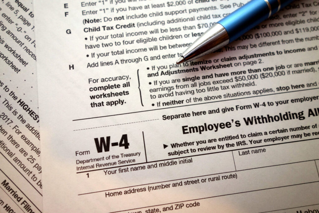 W 4 Withholding Tax Form Instructions For Exemptions Allowances