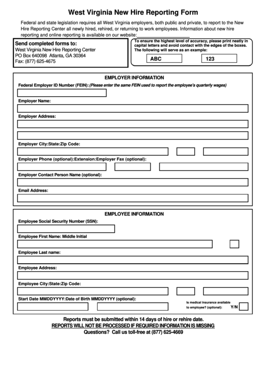 State Of Michigan New Hire Reporting Form