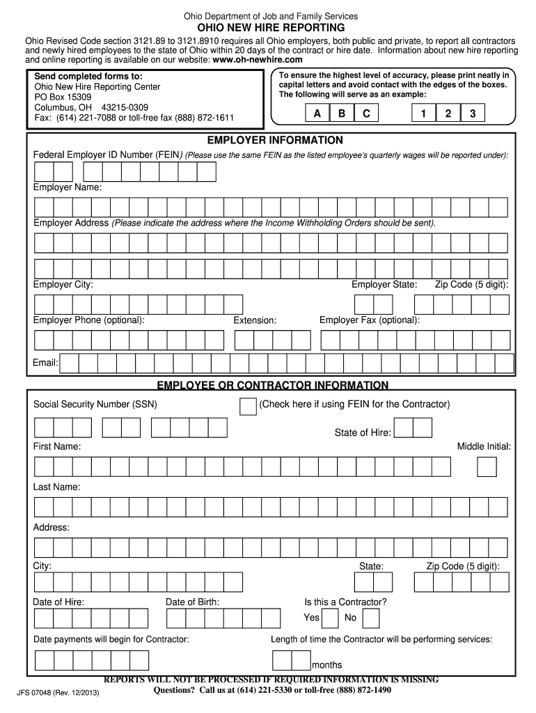 OH JFS 07048 2013 Fill And Sign Printable Template Online US Legal 